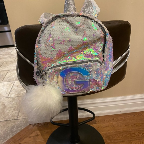 Justice sequins letter G unicorn backpack - Picture 4 of 7